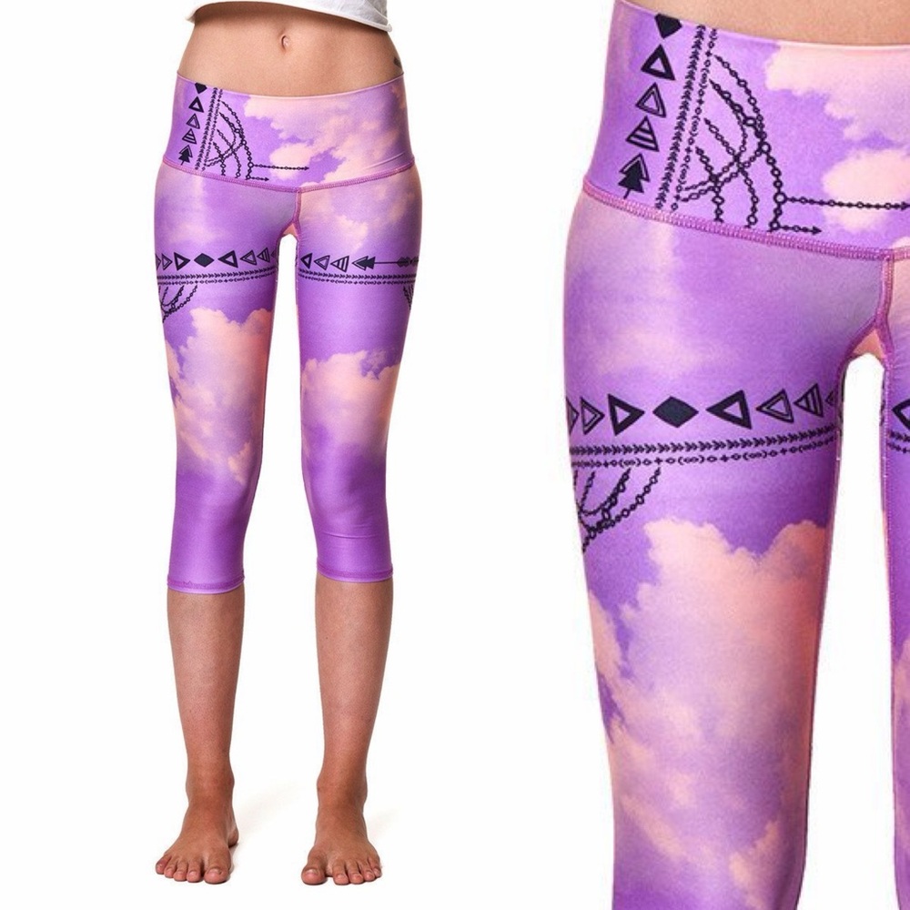 Teeki Purple Sunrise Capri Pants Large ✨ Made in the USA